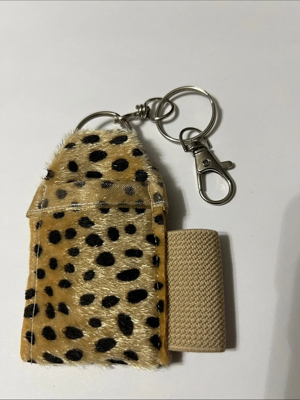 Gift Set Animal Print Faux Fur Double Lipstick Holder Purse Charm 2 pr earrings